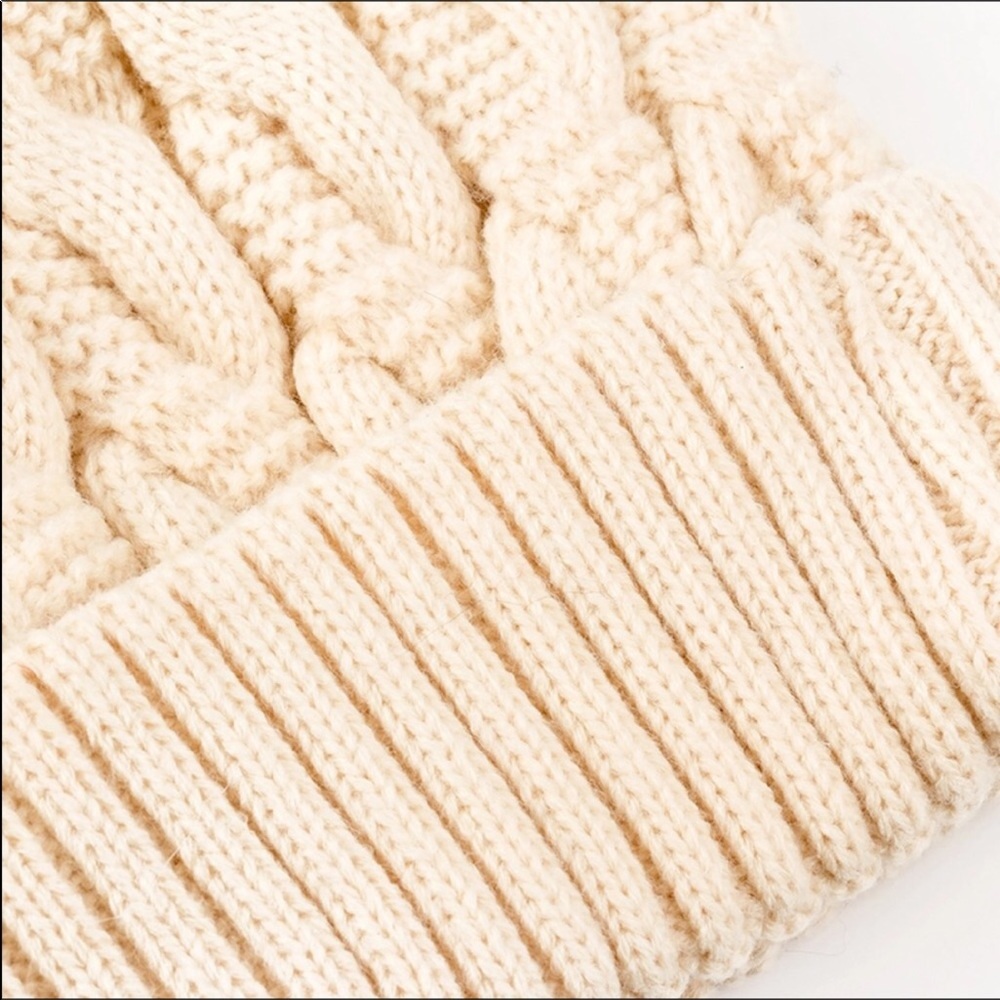 Pom Pom Knit Beanie Hat - Picture 3 of 3